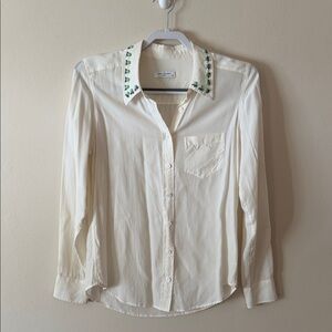 Equipment Silk Button Down Blouse Brett Jewel Collar Long Sleeve Shirt Size S